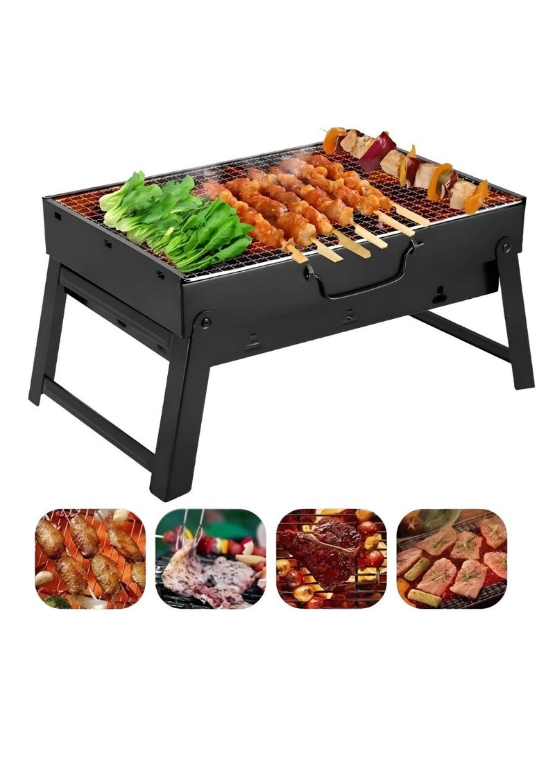 MXM - Portable Charcoal BBQ Grill, Stainless Steel Folding Grill with Stand, Large Outdoor Barbecue for Camping, Picnic, Patio, Backyard & Home Party ( SMALL ) - Image 1