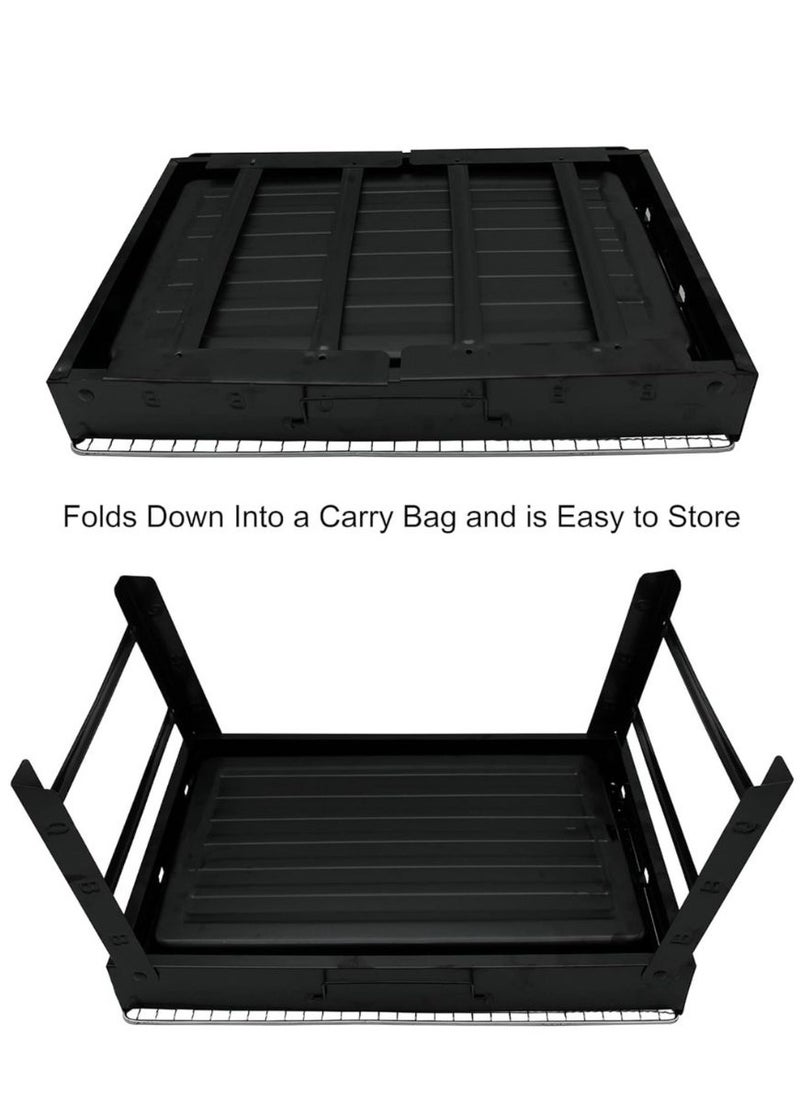 MXM - Portable Charcoal BBQ Grill, Stainless Steel Folding Grill with Stand, Large Outdoor Barbecue for Camping, Picnic, Patio, Backyard & Home Party ( SMALL ) - Image 1
