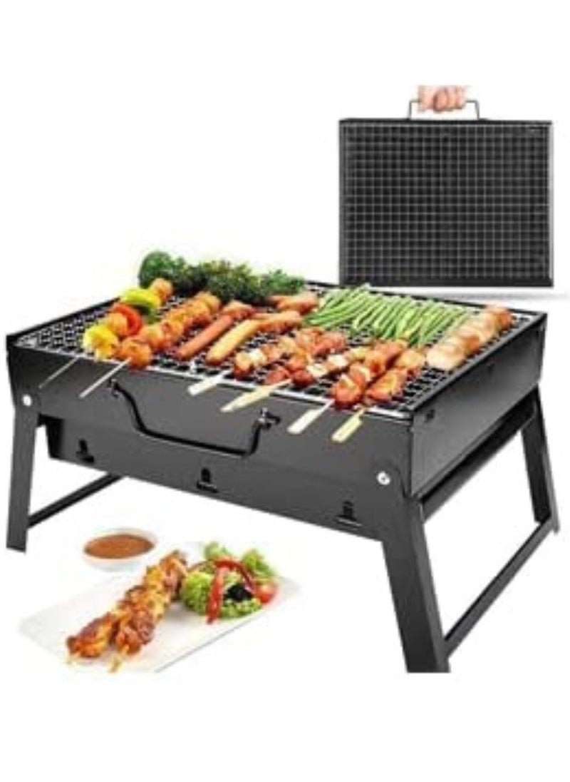 MXM - Portable Charcoal BBQ Grill, Stainless Steel Folding Grill with Stand, Large Outdoor Barbecue for Camping, Picnic, Patio, Backyard & Home Party ( SMALL ) - Image 1