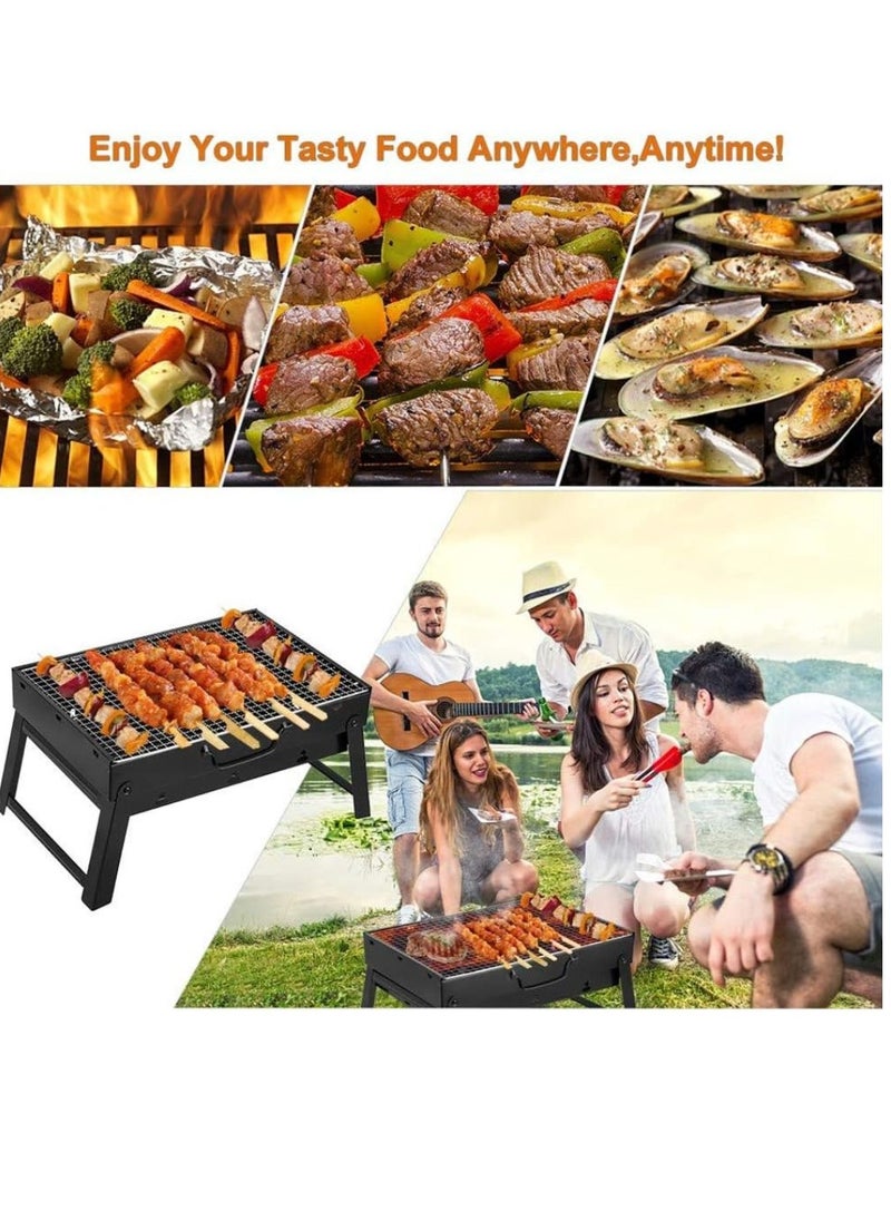 MXM - Portable Charcoal BBQ Grill, Stainless Steel Folding Grill with Stand, Large Outdoor Barbecue for Camping, Picnic, Patio, Backyard & Home Party ( SMALL ) - Image 1