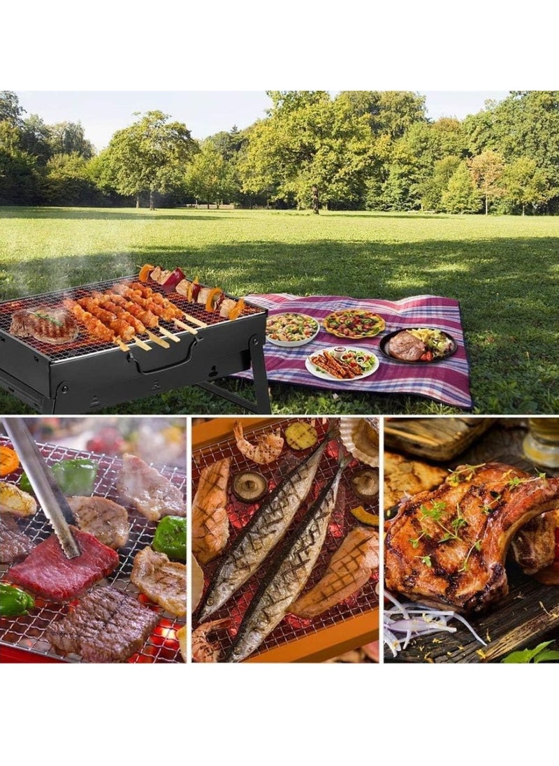 MXM - Portable Charcoal BBQ Grill, Stainless Steel Folding Grill with Stand, Large Outdoor Barbecue for Camping, Picnic, Patio, Backyard & Home Party ( SMALL ) - Image 1