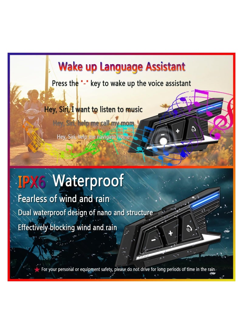 SYOSI - BT40 Motorcycle Bluetooth Headset, with Soft and Hard Microphones, Motorcycle Helmet Bluetooth Headset, CVC Noise Reduction Stereo Sound Effect, IPX6 Waterproof Ultra-Thin Earphones with All Helmets - Image 1