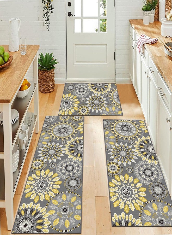 Bsmathom Boho Kitchen Rug Mat Sets 3 Piece, Farmhouse Non Slip Kitchen Rug Runner, Washable Non Skid Kitchen Rugs, Bohemian Kitchen Floor Mat for Hallway Entryway Laundry Room - Image 5