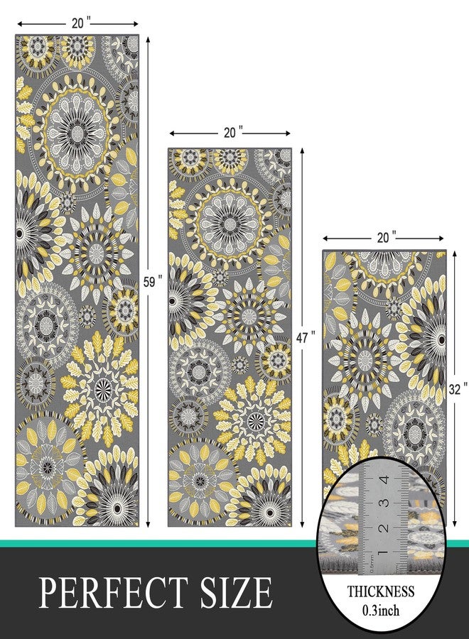 Bsmathom Boho Kitchen Rug Mat Sets 3 Piece, Farmhouse Non Slip Kitchen Rug Runner, Washable Non Skid Kitchen Rugs, Bohemian Kitchen Floor Mat for Hallway Entryway Laundry Room - Image 4
