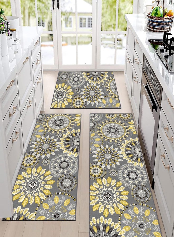 Bsmathom Boho Kitchen Rug Mat Sets 3 Piece, Farmhouse Non Slip Kitchen Rug Runner, Washable Non Skid Kitchen Rugs, Bohemian Kitchen Floor Mat for Hallway Entryway Laundry Room - Image 2
