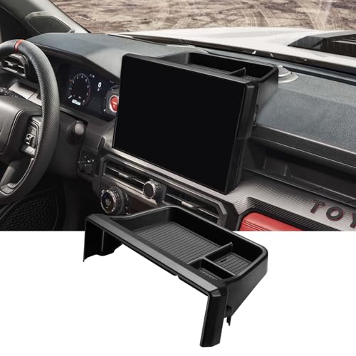 Ecarzo Dashboard Storage Box for Toyota Tacoma 2024 2025 2026 14Inch Screen Rear Tray Organizer ABS Dashboard Storage Tray with AntiSlip Liner Center Console Accessory for Daily Essentials - Image 1
