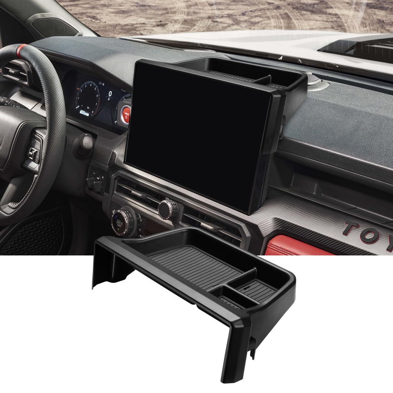 Ecarzo Dashboard Storage Box for Toyota Tacoma 2024 2025 2026 14Inch Screen Rear Tray Organizer ABS Dashboard Storage Tray with AntiSlip Liner Center Console Accessory for Daily Essentials - Image 3
