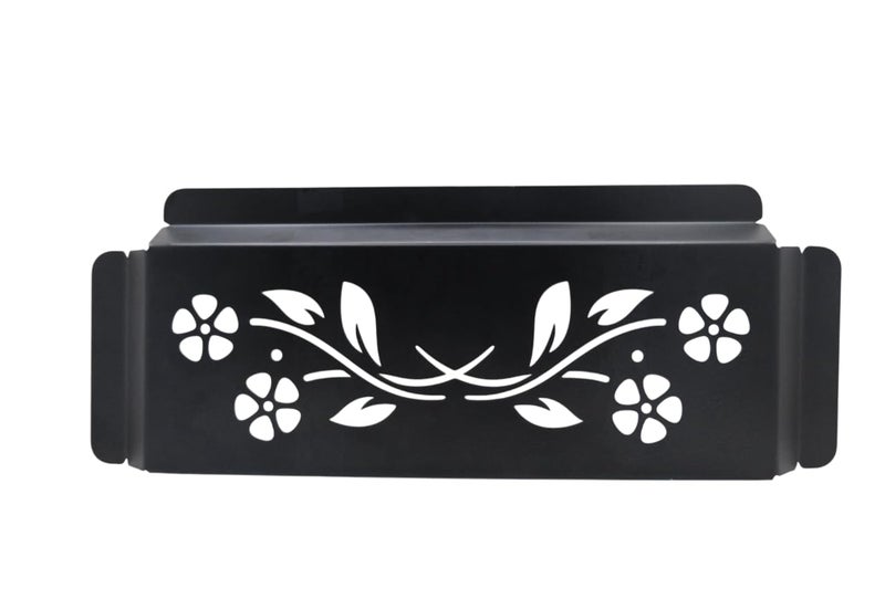 MILACHIN Bathroom Shower Shelf, Single Layer Storage Stand with Rod, Floral Design, Black. - Image 2