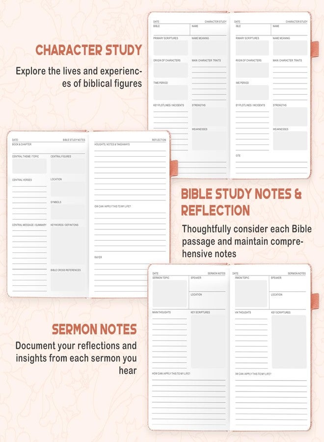 Zorblinx Bible Study Journal & Kit for Women - Christian Prayer Notebook with Sermon Notes | Bible Study Supplies, Devotional Workbook, Verse Tracker & Reflection Log | Premium Leather Cover Gifts, Gold - Image 3
