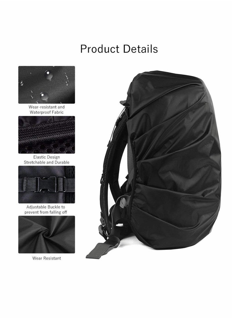 Generic - 2 Pcs Waterproof Rain Cover for Backpack, Reflective Rainproof Protector,High Visibility Rucksack Dustproof for Hiking Camping Bycling Traveling Outdoor Activities XL Black (56L-70L) - Image 1