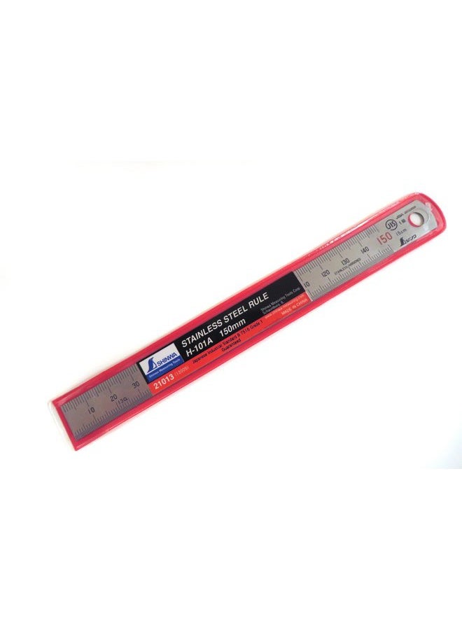 SHINWA 150 mm Rigid (15 mm x 0.5 mm) Zero Glare Satin Chrome Stainless Steel Machinist Engineer Ruler/Rule with Graduations in mm and .5mm Model 13005 - Image 4