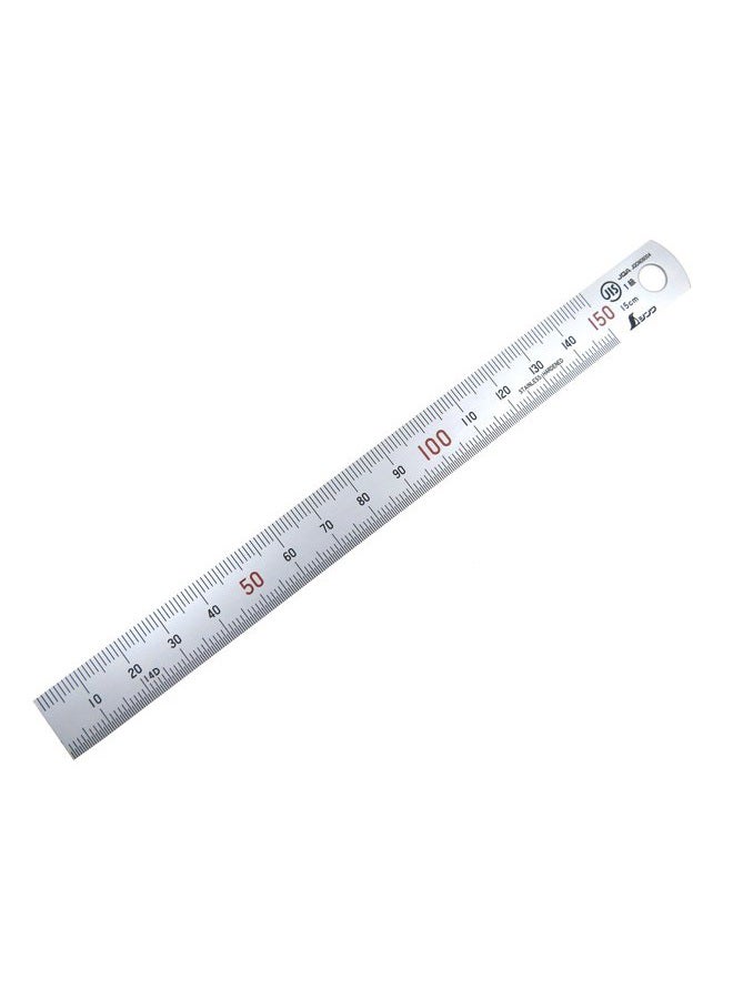 SHINWA 150 mm Rigid (15 mm x 0.5 mm) Zero Glare Satin Chrome Stainless Steel Machinist Engineer Ruler/Rule with Graduations in mm and .5mm Model 13005 - Image 2