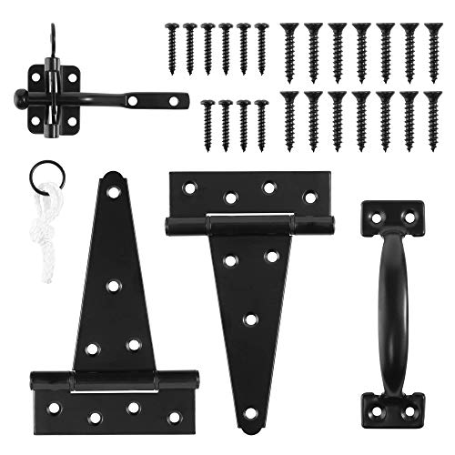 Heavy Duty Gate Hardware Kitwith Self Locking Gate Latch2 PCS 6inch THinges1 PC 65inch Gate Handle