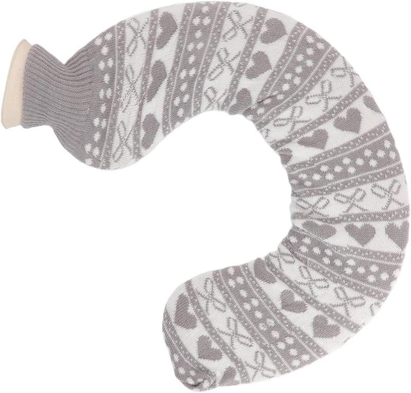 Fydun 1L Ultra Soft Neck Hot Water Bottle With Detachable Jacquard Cloth Cover Grey Bowknot - Image 3