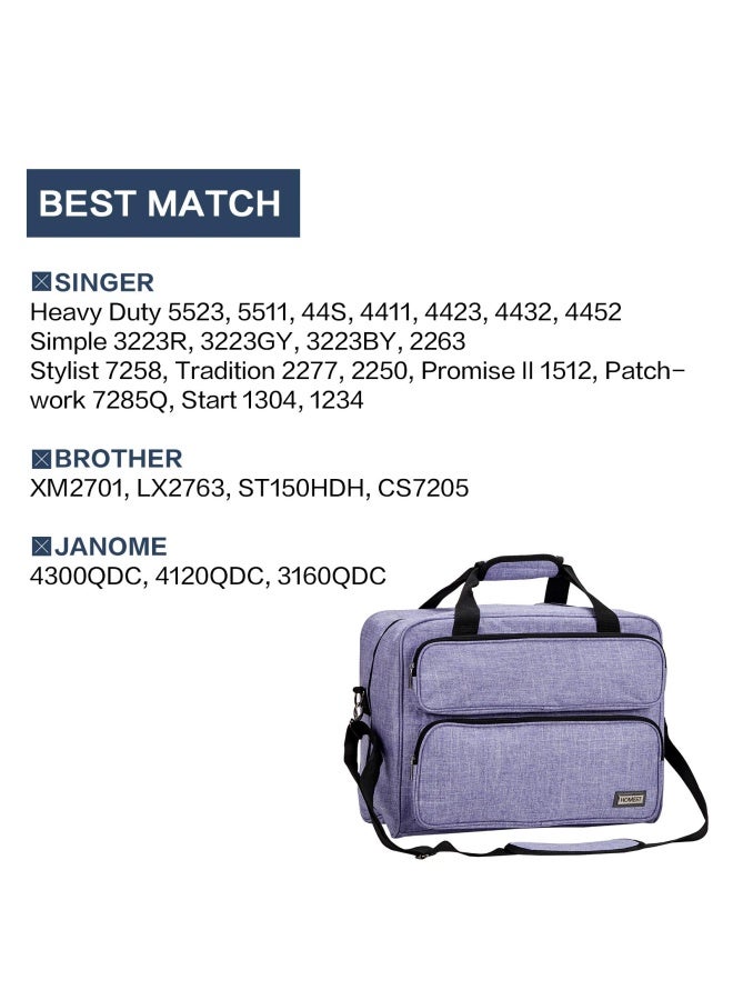 HOMEST Sewing Machine Carrying Case Universal Tote Bag with Shoulder Strap Compatible with Most Standard Singer Brother Janome Purple TRGA0309 - Image 4