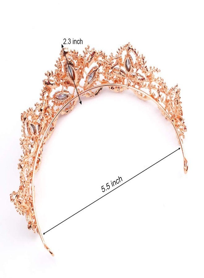 Exacoo Rose Gold Tiara Wedding Tiaras and Crowns for Women Rhinestone Queen Tiara for Women Princess Crown Birthday Tiara Headbands for Wedding Prom Bridal Party Halloween Costume Christmas - Image 5