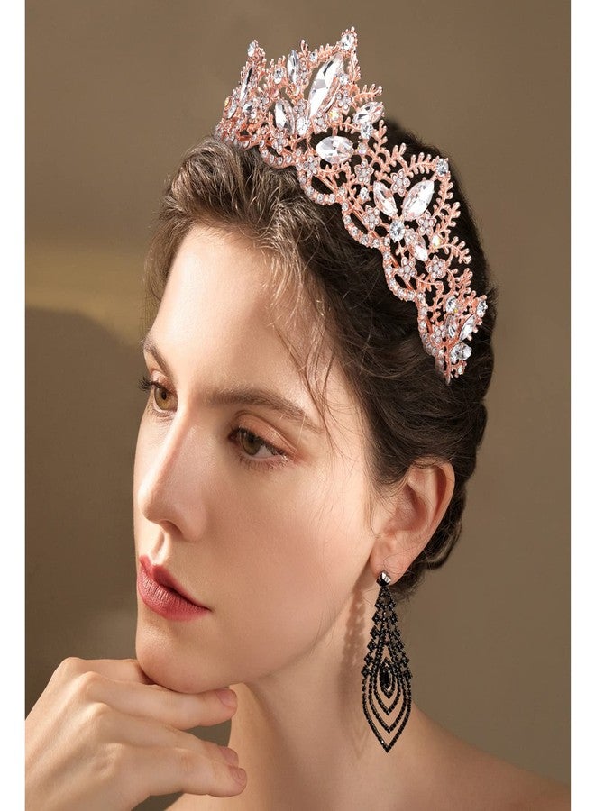 Exacoo Rose Gold Tiara Wedding Tiaras and Crowns for Women Rhinestone Queen Tiara for Women Princess Crown Birthday Tiara Headbands for Wedding Prom Bridal Party Halloween Costume Christmas - Image 4