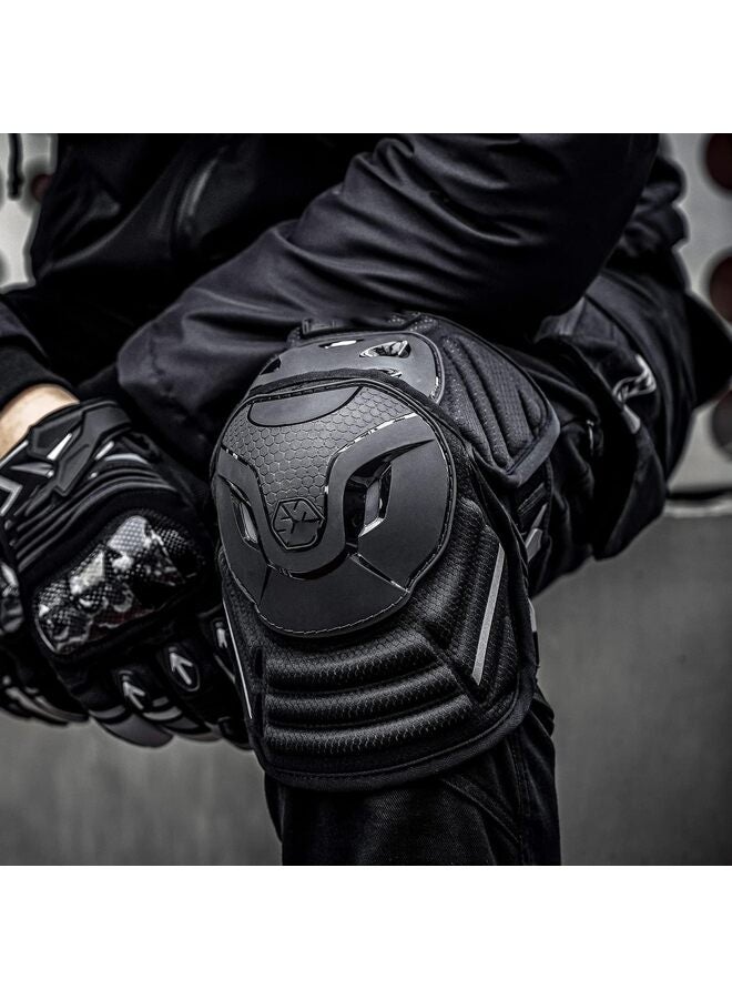 زوج واحد من وسادات واقي الركبة للساق للدراجات النارية باللون الأسود وسادات غطاء الركبة القابلة للتعديل لحماية الدروع لسباقات موتوكروس وركوب الدراجات الجبلية (M) - Image 4