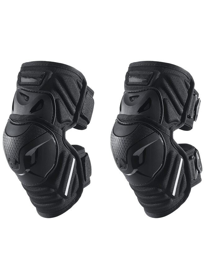 زوج واحد من وسادات واقي الركبة للساق للدراجات النارية باللون الأسود وسادات غطاء الركبة القابلة للتعديل لحماية الدروع لسباقات موتوكروس وركوب الدراجات الجبلية (M) - Image 1