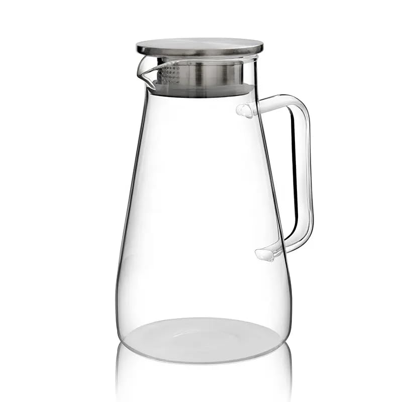 Vilon Premium Borosilicate Glass Water Jug – 1.8 LTR, Transparent Hot & Cold Water Pitcher with Lid, Iced Tea, Milk, Juice & Lemonade Beverage Carafe, 1.80L, Durable Glass Jug for Home & Parties - Image 2