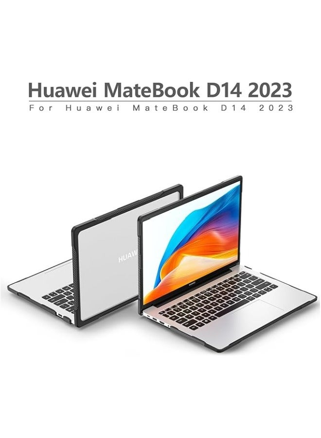 Ultimate Protection Case Compatible with Huawei MateBook D14 14 inch 2023 Release, Matte Translucent Carbon Fiber Edges Shockproof Slim Heat Dissipation Laptop Case - Image 2