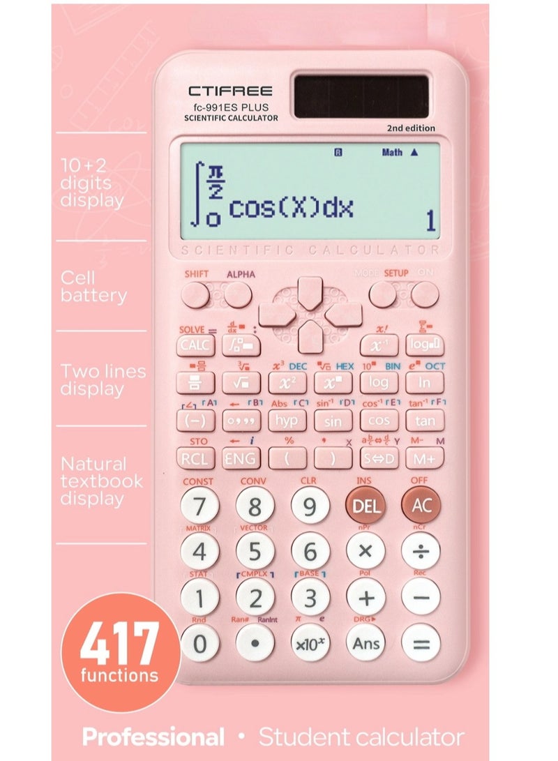 CTIFREE FC-991Es Plus 2nd Edition Scientific Calculator Pink - Image 1