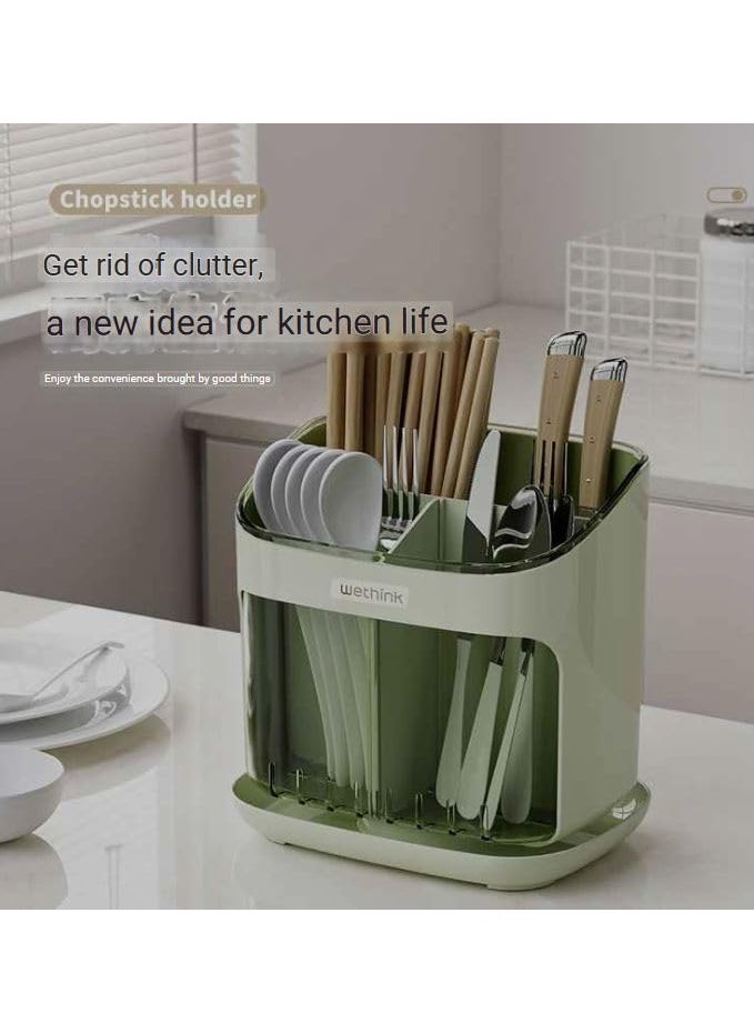Seadra Seadra Chopsticks Drainer Chopsticks Drain Cage Kitchen Utensil Drainer Rack For Countertop Flatware Storage Rack Kitchen Organizer Chopsticks Spoons Forks And Knives Space Saving Storage Cage  - Image 5