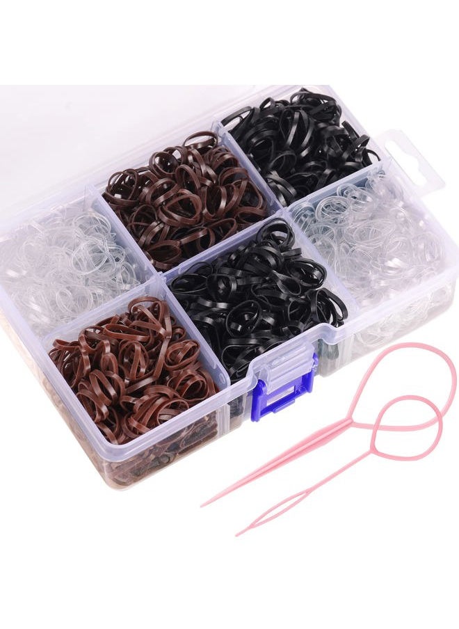 Funtopia - Mini Hair Ties, 2500Pcs Soft Hair Rubber Bands and Elastics for Girls Women with Organizer Box (Black, Clear, Brown, Dark Brown) - Image 1