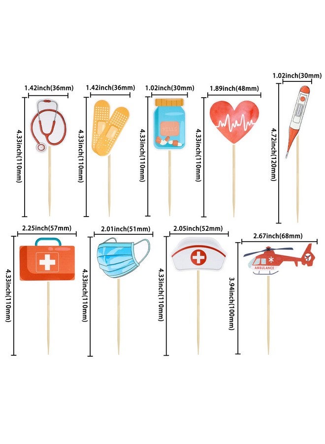 Ephlyn 36 Pack Nurse Cupcake Toppers Nursing School Graduation Cupcake Picks Nurse Cake Decorations for Medical Rn Nurse Grad Themed Birthday Party Cake Decorations Supplies - Image 2