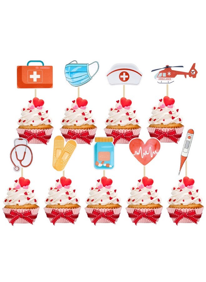 Ephlyn 36 Pack Nurse Cupcake Toppers Nursing School Graduation Cupcake Picks Nurse Cake Decorations for Medical Rn Nurse Grad Themed Birthday Party Cake Decorations Supplies - Image 1