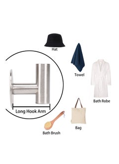 Excefore Bath Towel Hook, Strong Self Adhesive Robe Hook, SUS 304 Stainless Steel Stick on Wall Coat/Clothes Hook No Drilling, Shower Wall Hook for Bathroom Kitchen Office Closet(Set of 3)  - Image 4