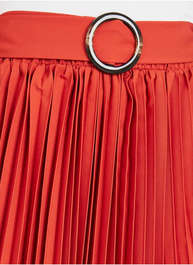 ستايلي Pleated Midi Skirt with Belt Detail
