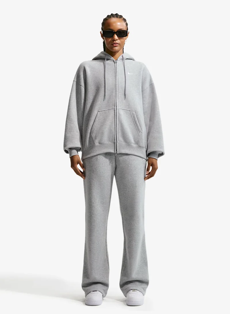Nike DK GREY HEATHER/(SAIL) Studio Fleece Medium Weight Oversized Hoodie for Women | Best Price UAE