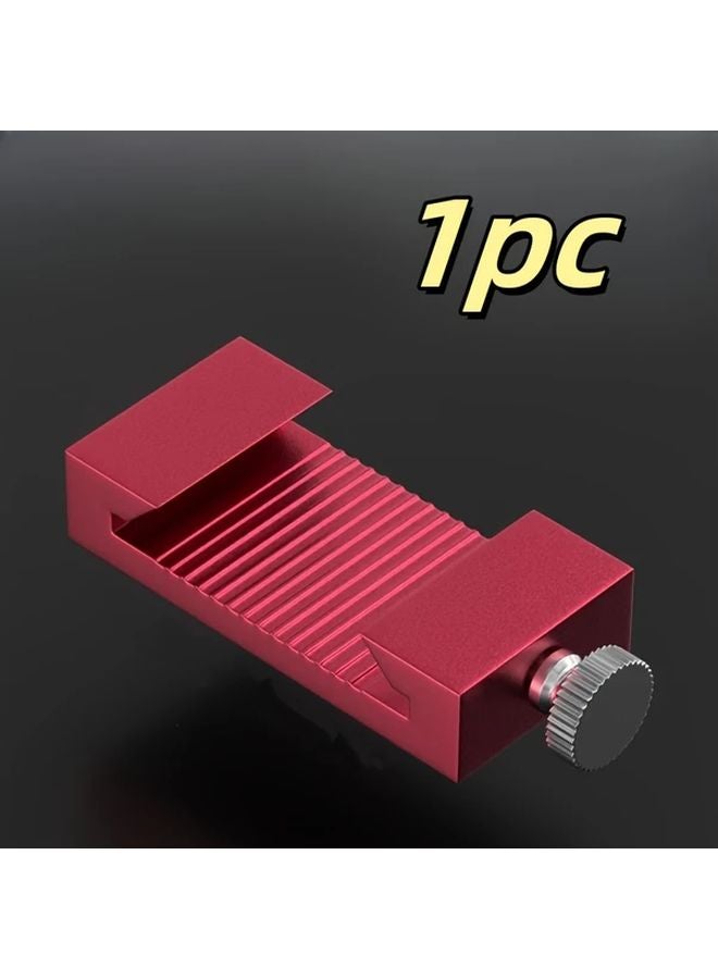 Red Aluminum Alloy Woodworking Ruler Stop Steel Scriber Marking Gauge with Pocket Clip - Image 1