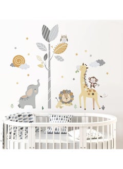 decalmile decalmile Safari Animals Tree Wall Stickers Jungle Elephant Lion Giraffe Wall Decals Baby Nursery Kids Room Living Room Wall Decor  - Image 3