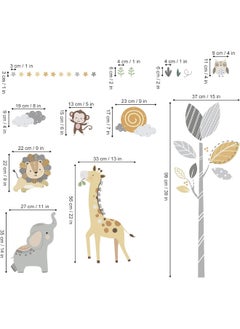 decalmile decalmile Safari Animals Tree Wall Stickers Jungle Elephant Lion Giraffe Wall Decals Baby Nursery Kids Room Living Room Wall Decor  - Image 4