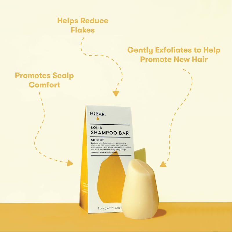 HIBAR - Soothe Shampoo Bar - For Dry, Itchy, Flaky Scalps - Improves Scalp Health - With Willow Bark Extract & Salicylic Acid - Plastic-Free - Soap, Paraben & Sulfate-Free - Color Safe - 1 Solid Bar - Image 3