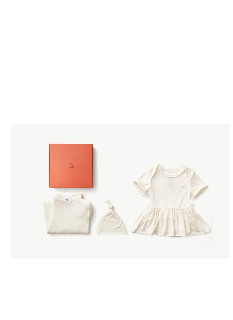 أنفي بيبي Anvi Baby Bamboo Onesie Dress New Born Gift Set- Girls White