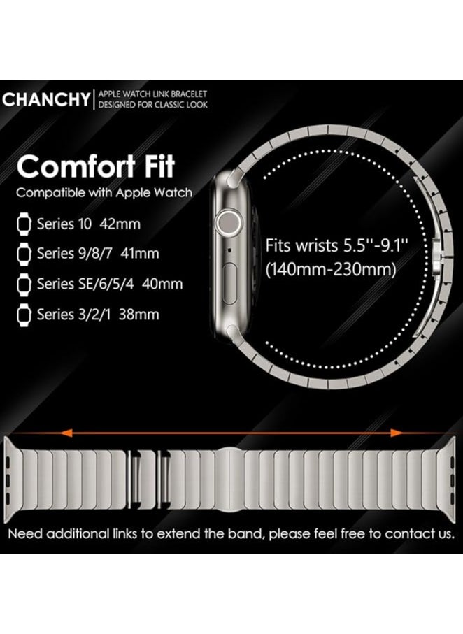 CHANCHY Stainless Steel Band for Apple Watch Ultra Band 49mm 45mm 44mm 42mm 38mm 40mm 41mm, Metal Strap with Folding Clasp for Apple Watch Series 8 7 6 5 4 3 2 1 for Men (, 49mm 45mm 44mm 42mm) - Image 5