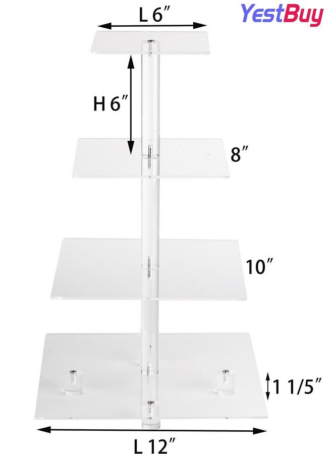 YestBuy 4 Tier Acrylic Cupcake Stand with Base, Cake Stand, Premium Cupcake Holder, Acrylic Cupcake Tower Display Cady Bar Party Décor - Display for Pastry (6" Between 2 Layers)… - Image 2