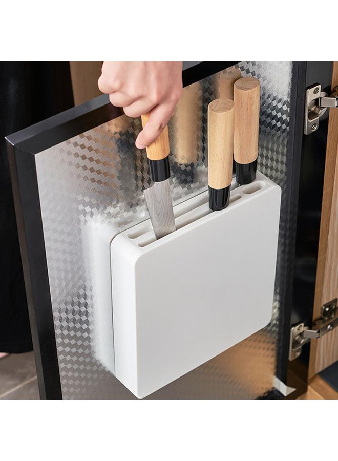 Wall Mounted Knives Holder PP Plastic Multiple Slots Knives Block Organizer Space Saving Kitchen Utensil Storage Rack - Image 2