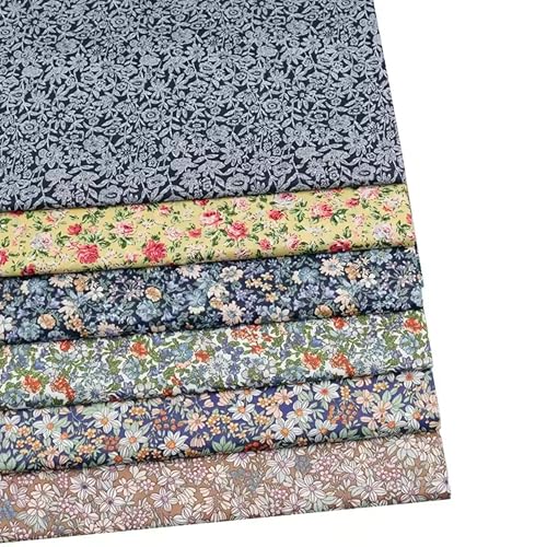 Hanjunzhao 6pcs Fall Forest Floral Blossom Print Cotton Fat Quarters Fabric Bundles Precuts 18 x 22 inch for Quilting Sewing Patchwork Holiday Party Decor Home Dcor Christmas Gift and Crafts - Image 1