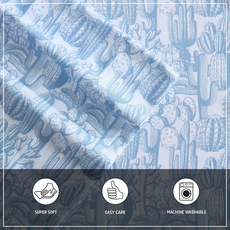 Wrangler - Sheet Set  Breathable & Wrinkle Resistant Bedding with Matching Pillowcases  Yellowstone Inspired  Fully Elasticized (Cactus Toile Blue  Queen) - Image 4
