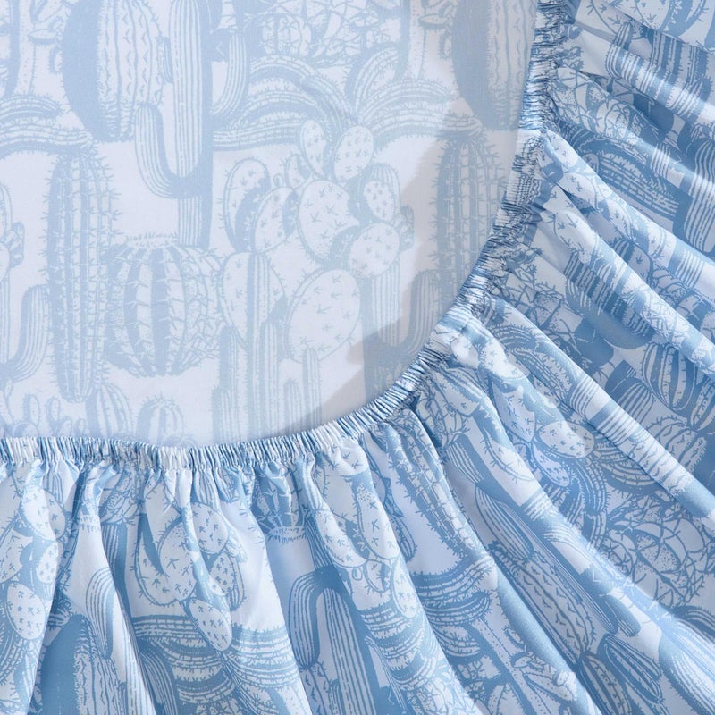 Wrangler - Sheet Set  Breathable & Wrinkle Resistant Bedding with Matching Pillowcases  Yellowstone Inspired  Fully Elasticized (Cactus Toile Blue  Queen) - Image 3