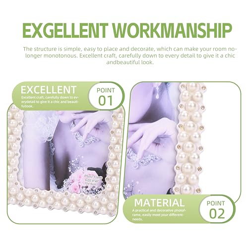 HOME ELEMENTS Rectangle Pearl Photo Frame, Decorative Tabletop Picture Frame with Rhinestones, Perfect for Home decor, Table Decor, Birthday, Anniversary, Special Occasions, Best for Gift - 13x18 cm - Image 4