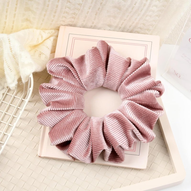 CEELGON Dusty Pink Big Corduroy Scrunchie 6.5 Inches Jumbo Scrunchies Hair Ties Oversized Ponytail Holder for Thick Curly Hair Extra Large Hair Accessories for Women (Dusty Pink) - Image 5