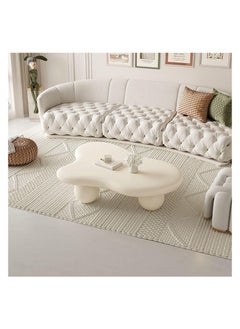 AWD Irregular Cloud Coffee Table Modern Center Table Tea Table in Free Cloud Shape with 3 Balls Legs Creamy Off-White High End Table for Living room Balcony Garden 120cm Width.  - Image 1