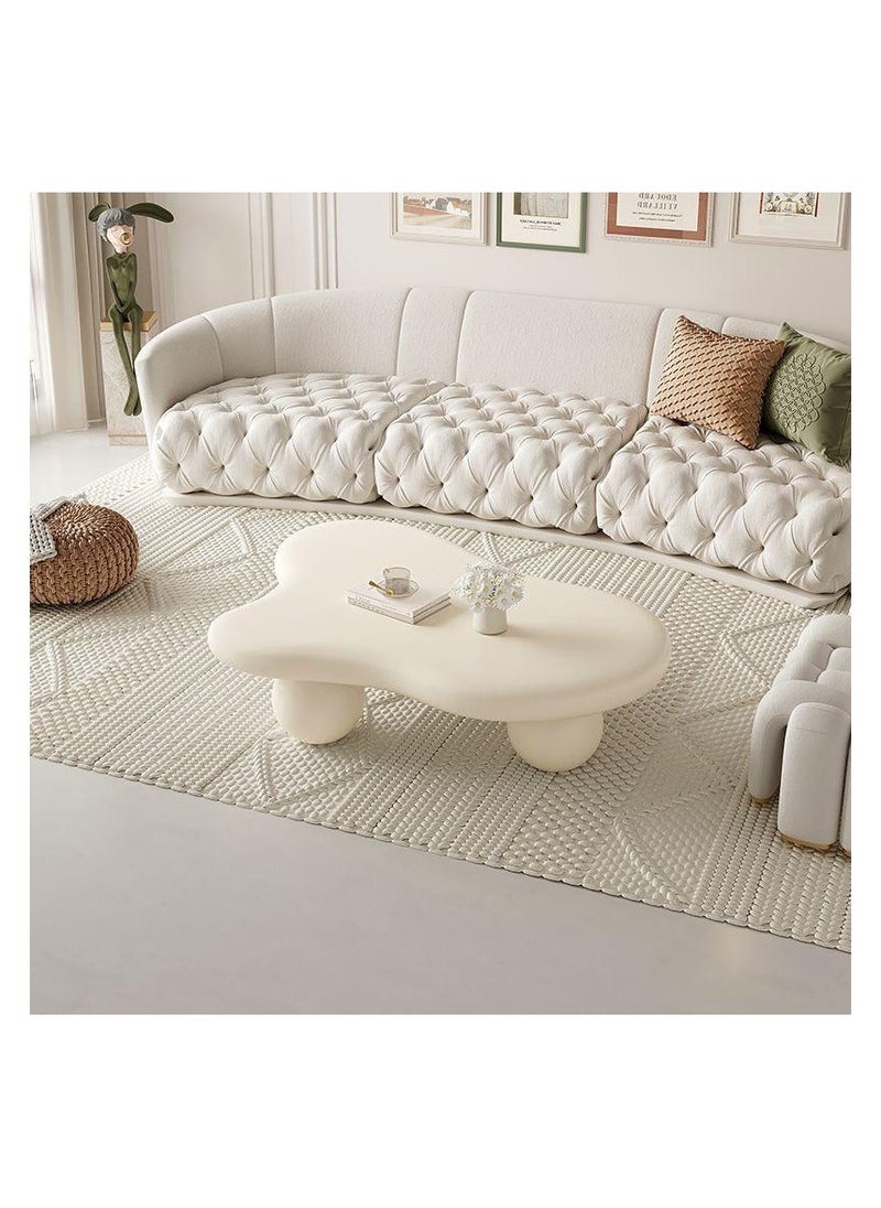 AWD Irregular Cloud Coffee Table Modern Center Table Tea Table in Free Cloud Shape with 3 Balls Legs Creamy Off-White High End Table for Living room Balcony Garden 120cm Width.  - Image 1