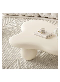 AWD Irregular Cloud Coffee Table Modern Center Table Tea Table in Free Cloud Shape with 3 Balls Legs Creamy Off-White High End Table for Living room Balcony Garden 120cm Width.  - Image 2