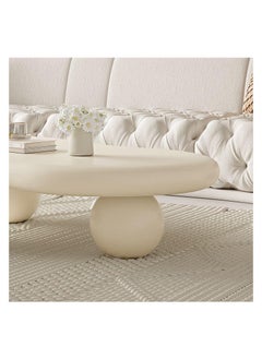 AWD Irregular Cloud Coffee Table Modern Center Table Tea Table in Free Cloud Shape with 3 Balls Legs Creamy Off-White High End Table for Living room Balcony Garden 120cm Width.  - Image 3